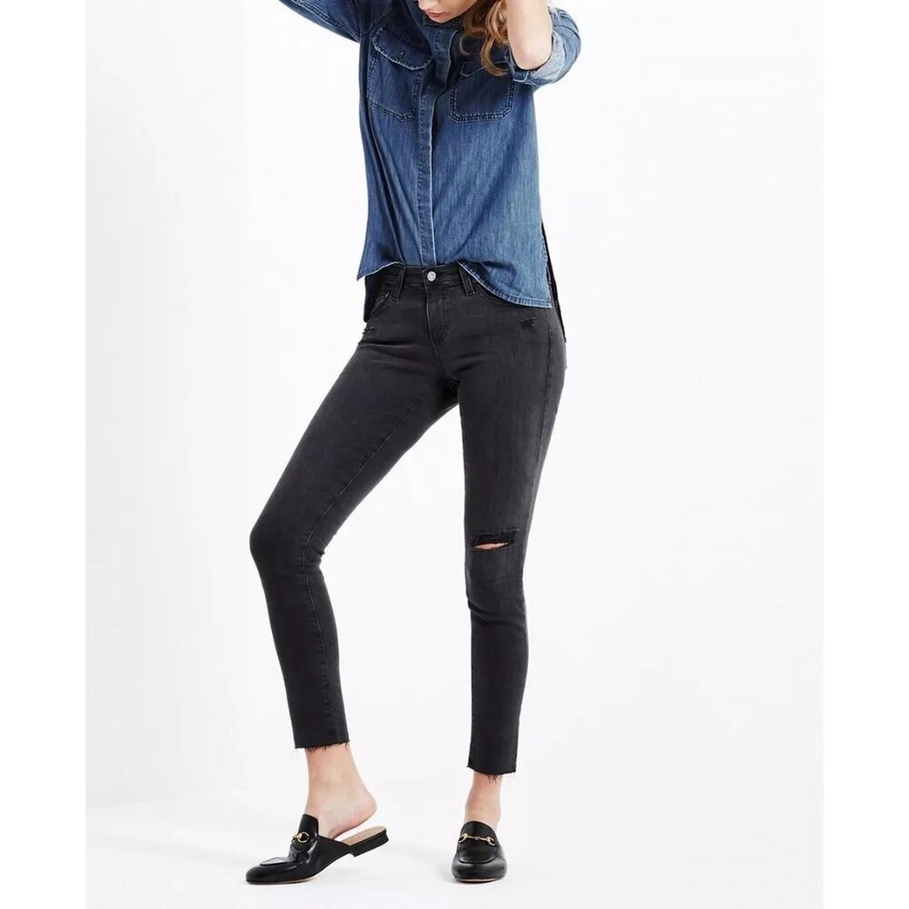 AG Adriano Goldschmied size 28 Legging Ankle Super Skinny Distressed Jean BLACK